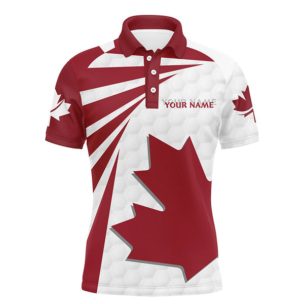 Canada Flag Mens Golf Shirts Golf Pattern Red White Golf Polo Shirts For Men Patriotic Golf Tops LDT0908