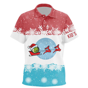 Reindeers Christmas Red Blue Kids Golf Polo Shirt Christmas Golf Shirts For Kid Golf Gifts LDT0643