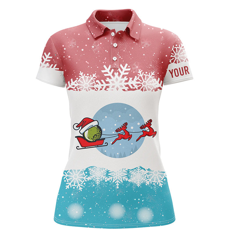 Reindeers Christmas Red Blue Womens Golf Polo Shirt Christmas Golf Shirts For Women Golf Gift LDT0643