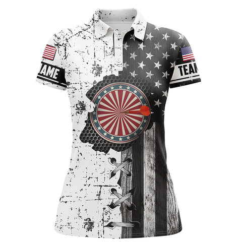 Darts In My Heart Retro American Flag Custom Polo Shirt Patriotic Dart Jersey For Women LDT0359