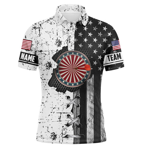 Darts In My Heart Retro American Flag Custom Polo Shirt Patriotic Dart Jersey For Men LDT0359