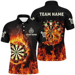 Personalized Flame Usa Men Darts Polo Shirt Custom Fire Patriotic Darts Jersey For Men LDT0689