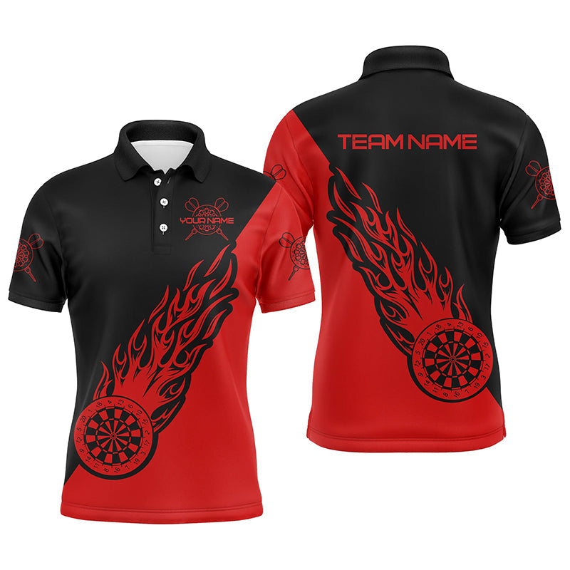Personalized Red Black Flame Darts Men Polo Shirt Custom Darts Shirt For Men Dart Jersey LDT0697