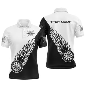Personalized Black White Flame Darts Men Polo Shirt Custom Dart Shirt For Men Dart Jersey LDT0698