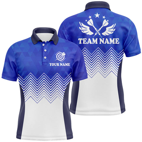 Darts Wings Blue White Abstract Pattern Mens Polo Shirt Customized Darts Jersey For Men LDT0397