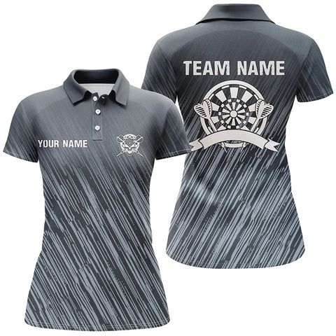 Personalized Darts Silver Stars Polo Shirt Custom Cool Blue Darts Jersey For Women LDT0394