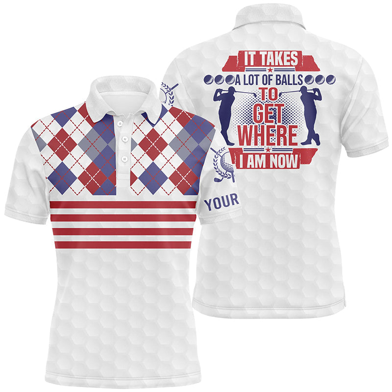 It Takes A Lot Of Balls Argyle Pattern Mens Golf Polos Customized Golf Shirts For Men Golf Gifts LDT0952