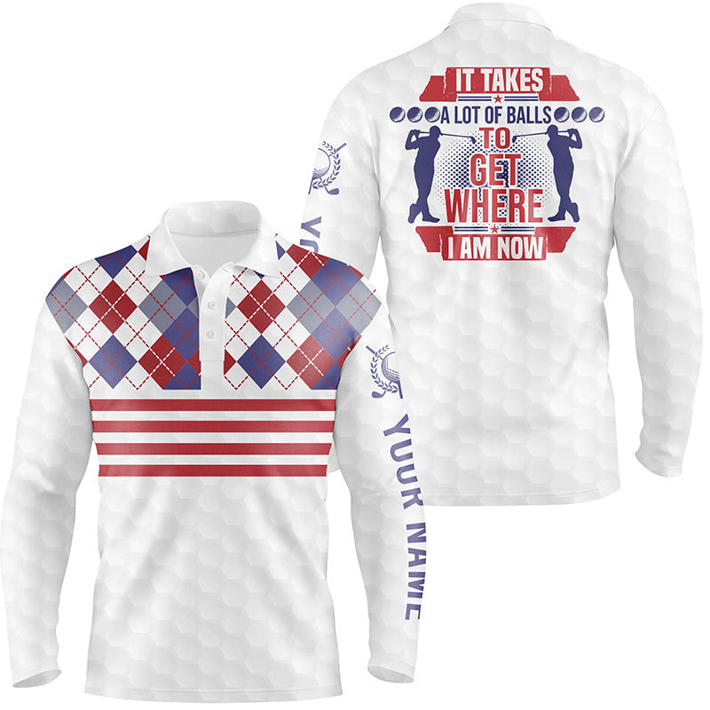 It Takes A Lot Of Balls Argyle Pattern Mens Golf Polos Customized Golf Shirts For Men Golf Gifts LDT0952