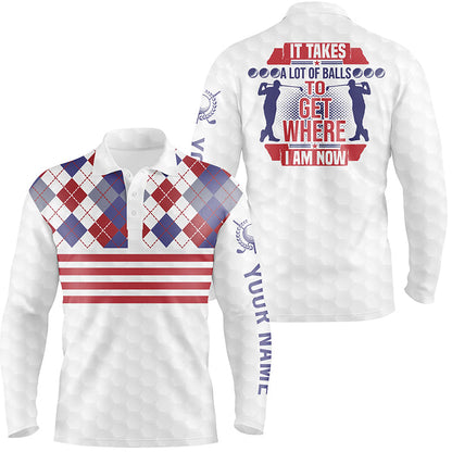 It Takes A Lot Of Balls Argyle Pattern Mens Golf Polos Customized Golf Shirts For Men Golf Gifts LDT0952