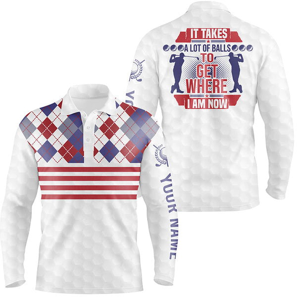 It Takes A Lot Of Balls Argyle Pattern Mens Golf Polos Customized Golf Shirts For Men Golf Gifts LDT0952