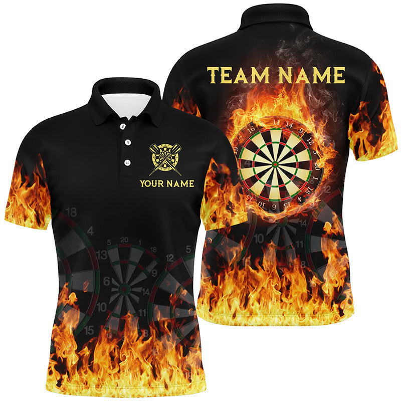 Personalized 3D Fire Flame Darts Polo Shirt Custom Cool Darts Team Jersey For Men LDT0739