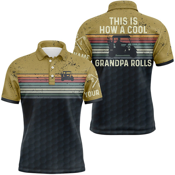 This Is How A Cool Grandpa Rolls Retro Colorful Mens Golf Polo Shirt Striped Golf Gifts For Men LDT0424