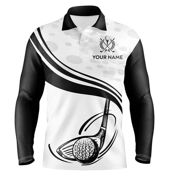 Black White Golf Ball And Club Mens Polo Shirts Custom Cool Golf Shirts For Men Golfing Gifts LDT0463