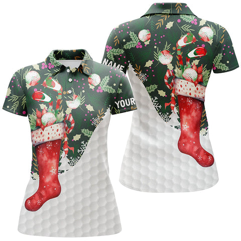 Christmas Sock With Golf Balls Womens Golf Tops Christmas Golf Shirts For Women Golf Gifts LDT0475