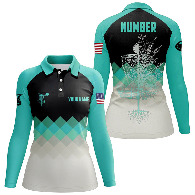 Turquoise Womens Disc Golf Polo Shirt Personalized Disc Golf Shirts For Women Golf Gifts LDT1015