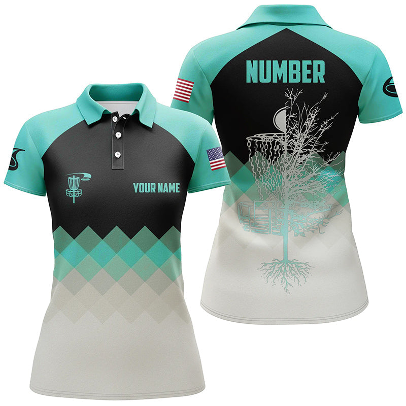 Turquoise Womens Disc Golf Polo Shirt Personalized Disc Golf Shirts For Women Golf Gifts LDT1015