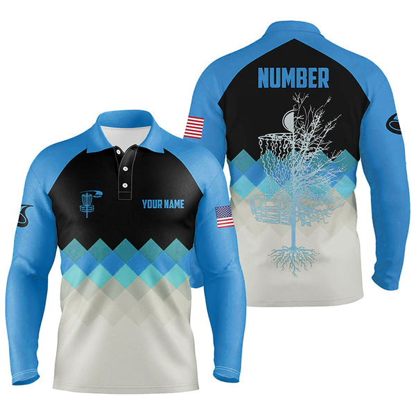 Blue Argyle Mens Disc Golf Polo Shirt Personalized Disc Golf Shirts For Men Disc Golf Gifts LDT1016