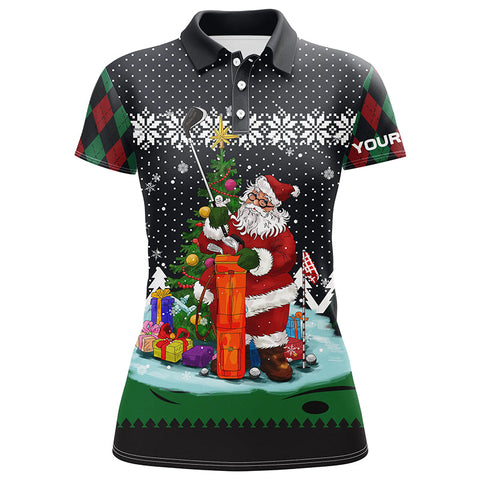 Golf Santa Argyle Pattern Christmas Golf Polo Shirts Custom Golf Shirts For Women Golf Gifts LDT1023