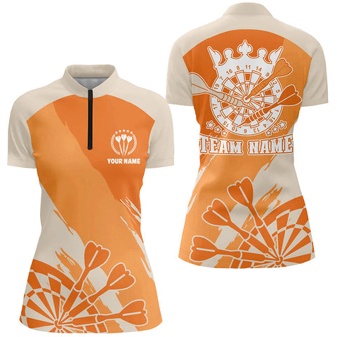 Personalized Orange Darts Quarter-Zip Shirt Custom Cool Darts Shirt For Women Darts Jersey LDT0803