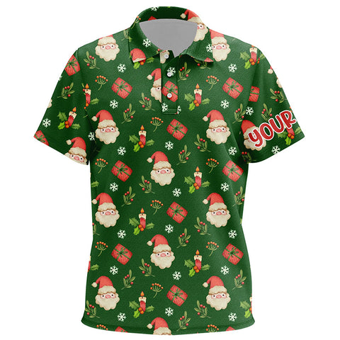 Watercolor Christmas Santa Gifts Green Golf Kids Polo Shirts Custom Funny Golf Shirts For Kid LDT0811
