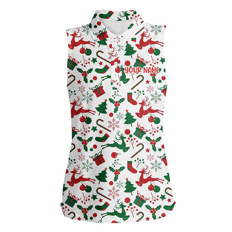 Christmas Elements Seamless Womens Sleeveless Polo Shirt Custom Funny Golf Shirts For Women Golf Gift LDT0812