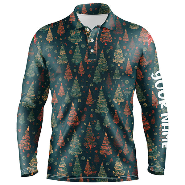 Vintage Christmas Trees Mens Golf Polo Shirts Custom Golf Shirts For M Myfihu Vintage Christmas Trees Mens Golf Polo Shirts Custom Golf Shirts For M Myfihu