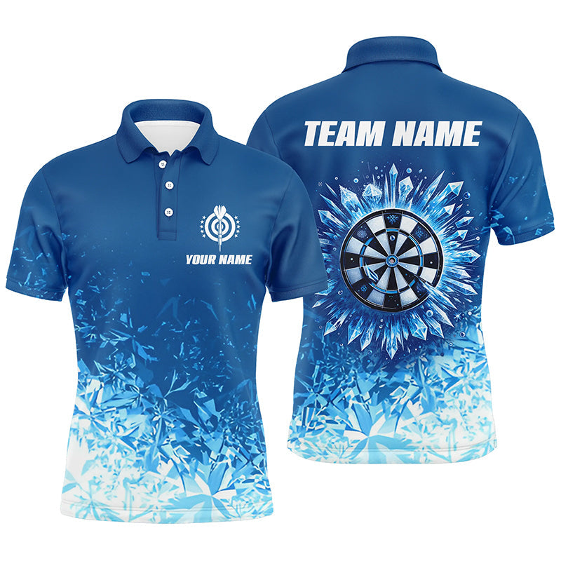 Personalized Icy Blue Mens Darts Polo Shirt Custom Cool Darts Shirt For Men Dart Jerseys LDT1442