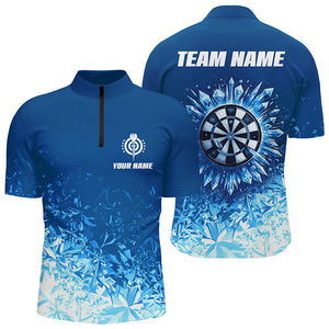 Personalized Icy Blue Darts Quarter Zip Shirt Custom Cool Darts Shirt For Men Dart Jerseys LDT1442