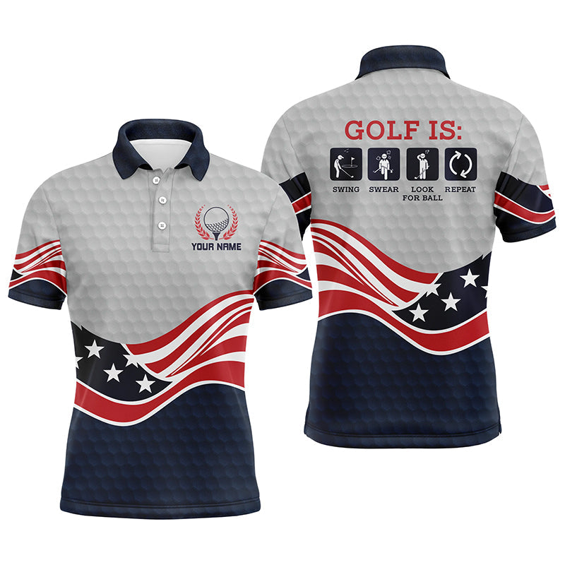 American Flag Golf Shirts For Men, Personalized Funny Golf Polo Shirts ...