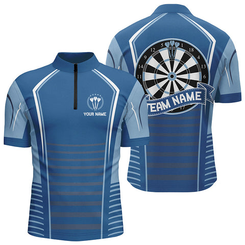 Personalized Darts Blue Mens Quarter Zip Shirts Custom Darts Shirt For Men Dart Jerseys LDT0822