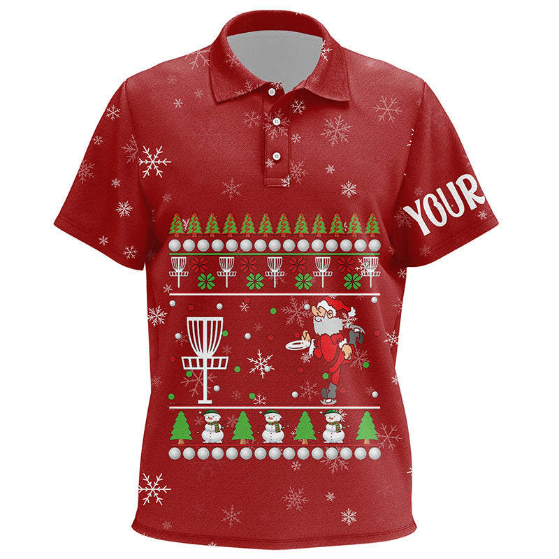 Customized Santa Playing Disc Golf Red Christmas Kids Polo Shirt Cool Disc Golf Gifts For Kid LDT0829