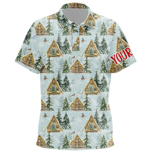 Watercolor Winter Cozy Forest Christmas Kids Golf Polo Shirts Custom Kids Golf Tops Golfing Gifts LDT0833