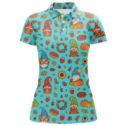 Autumn Gnomes Thanksgiving Golf Polo Shirt Custom Funny Golf Shirts For Women Golfing Gifts LDT0843
