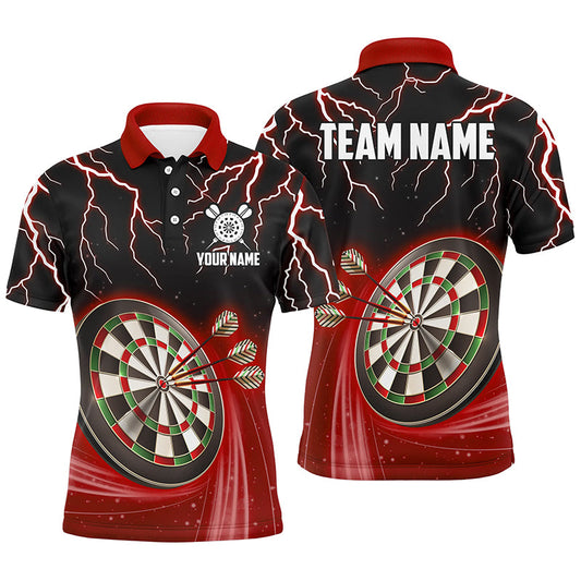 Red Thunder Lightning Mens Darts Polo Shirt Custom Darts Shirt For Men Dart Jerseys LDT1455