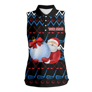 Santa Claus Golf Clubs Ugly Christmas Womens Sleeveless Polo Shirt Custom Women Golf Tops Golf Gifts LDT0853