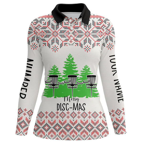 Merry Discmas All Over Print Disc Golf Polos Custom Ugly Christmas Disc Golf Tops For Women LDT0855