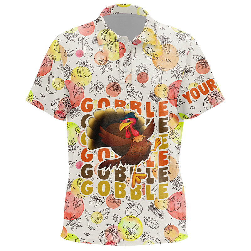 Gobble Turkey Thanksgiving Golf Kids Polo Shirt Fall Pattern Custom Golf Shirts For Kid Golf Gifts LDT0875