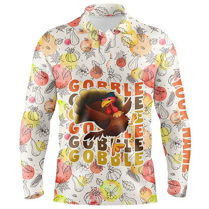 Gobble Turkey Thanksgiving Golf Mens Polo Shirt Fall Pattern Custom Golf Shirts For Men Golf Gifts LDT0875