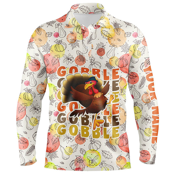 Gobble Turkey Thanksgiving Golf Mens Polo Shirt Fall Pattern Custom Golf Shirts For Men Golf Gifts LDT0875