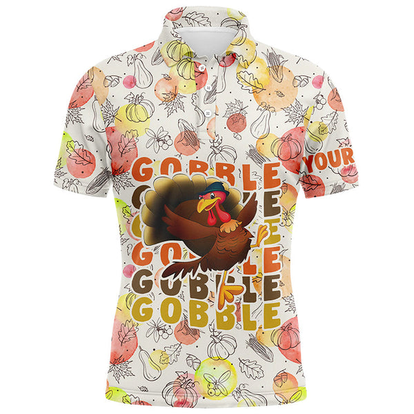 Gobble Turkey Thanksgiving Golf Mens Polo Shirt Fall Pattern Custom Golf Shirts For Men Golf Gifts LDT0875