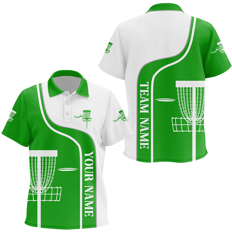 Personalized Disc Golf Basket Green White Kids Golf Polo Shirt Custom Disc Golf Shirts For Kid LDT1251