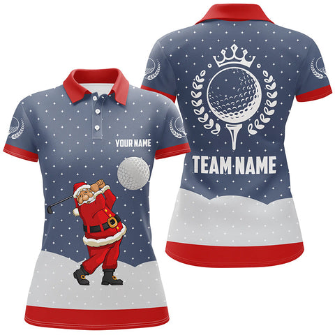 Christmas Snow Night Womens Golf Polo Shirt Santa Playing Golf Outfit For Women Golfing Gifts LDT0581
