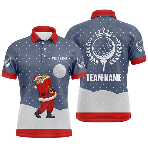 Christmas Snow Night Mens Golf Polo Shirt Santa Playing Golf Outfit For Men Golfing Gifts LDT0581