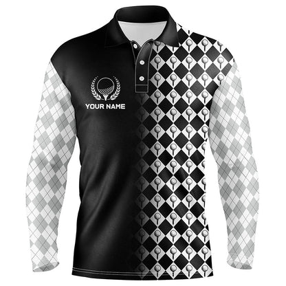 Black & White Argyle Pattern Golf Shirts For Men Customized Cool Golf Gifts For Golf Lovers LDT0893