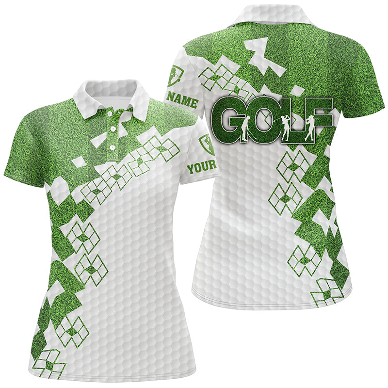 Elegant Golf In Green Womens Golf Polo Shirt White Green Golf Shirts F