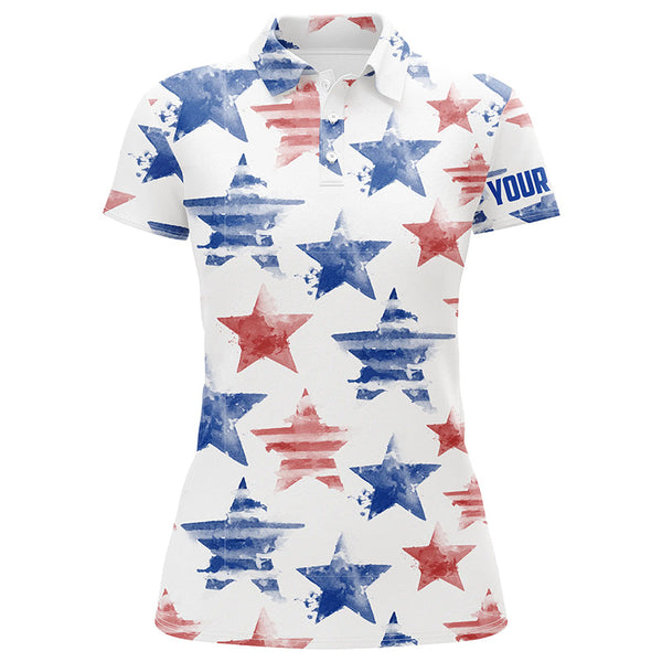 Watercolor American Stars Womens Golf Polo Shirt Patriotic Golf Tops For Women Golf Gifts LDT0601