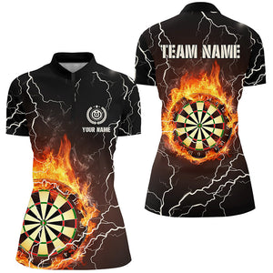 Flame Darts Quarter Zip Shirts Personalized Lightning Thunder Darts Jersey For Women LDT0304