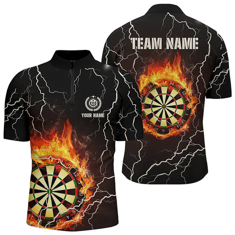 Mens Flame Darts Quarter Zip Shirts Personalized Lightning Thunder Darts Jersey For Men LDT0304