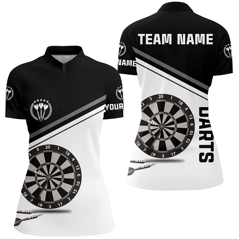 Black And White Darts Quarter Zip Shirt Customized Darts Shirts For Women Dart Jersey LDT0306