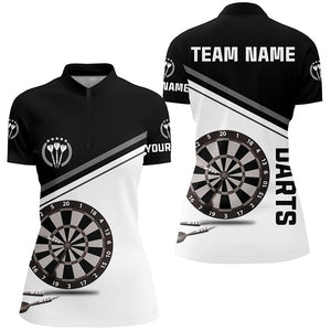 Black And White Darts Quarter Zip Shirt Customized Darts Shirts For Women Dart Jersey LDT0306